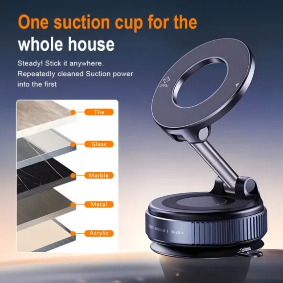 360° Rotating Magnetic Phone Holder with Adjustable Arm – Foldable, Retractable, and Secure Metal Bearing Design for Car, Desktop, and Glass Screens - Image 5