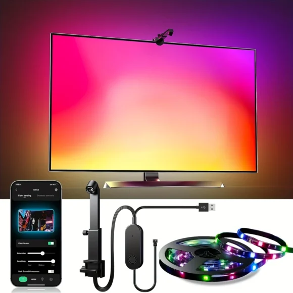 TV LED Backlight for 139.7-165.1 cm Screens, 3.96meter-5.0meter LED Strip Lights Sync to Screen & Music, RGB Built in Chip Strip Lights Color Changing, Smart App Control - Image 6